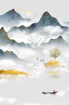 远山中国风山水分层元素图片