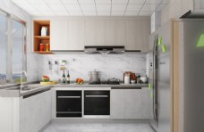 现代家具风格清新的厨房图片