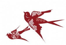 新年喜庆红喜鹊燕子矢量图片