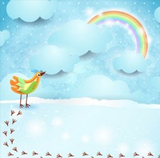天空彩色鸟与彩虹剪贴图片