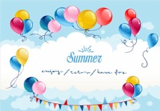 夏天夏季天空气球矢量图片