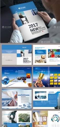 网络科技蓝色大气整套企业集团画册图片