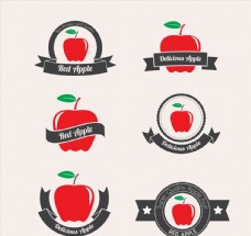 优质水果红色苹果标签矢量图片