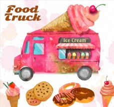 冰淇淋车和甜品图片