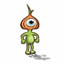 绿色蔬菜卡通怪兽洋葱怪大眼睛独眼怪怪兽图片