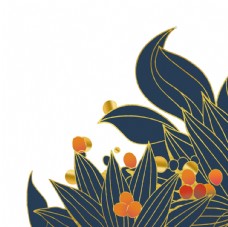 金色渐变植物装饰元素图片