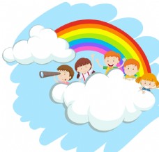 儿童插画彩虹彩色背景图片
