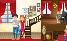 儿童卡通家庭人物图片