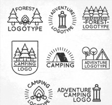 篝火森林野营标志图片
