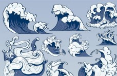 中国风海浪波浪波纹图片