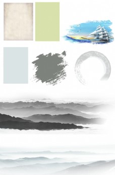 中国风设计中国风墨迹山水底板图片