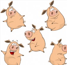 猪矢量素材可爱卡通猪矢量图片