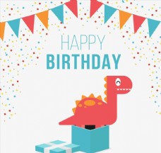 其他生物可爱恐龙生日贺卡图片