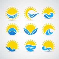 夏日海滩海浪太阳图片