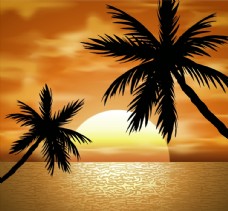 椰子树风景矢量图片