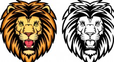 其他生物狮子彩色涂鸦动物矢量图片