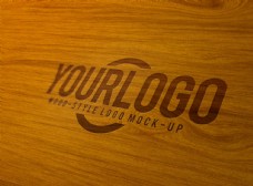 字体木纹背景LOGO样机图片