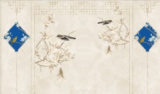 花鸟画玉兰框框背景墙图片