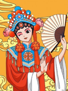 中国风设计京剧文化插画图片