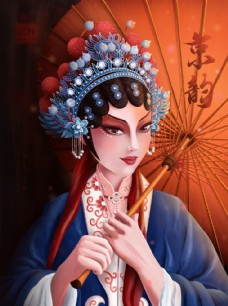 中国古典画古典中国风国潮京剧插画海报图片
