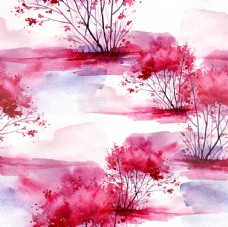 欧式花纹背景红色树林图片