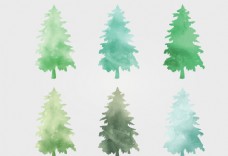 树木水彩树矢量图图片