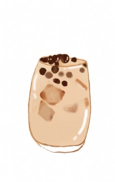 牛油果手绘珍珠奶茶插画图片