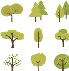 树林卡通树矢量图图片