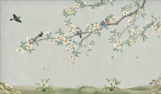 花鸟画兰花背景墙图片