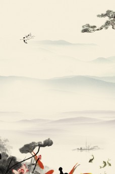 中堂画古风背景图片