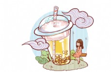 SPA插图卡通奶茶插画图片