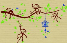 猴子树枝图片