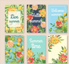 彩色夏季花卉卡片图片
