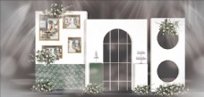 花纹背景白绿色婚礼迎宾区效果图图片