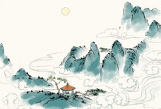 水墨中国风中国风山水画图片