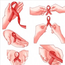 艾滋病日关爱艾滋病手拿红色丝带图片