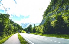 奥地利白云石山意大利山路的晨景图片