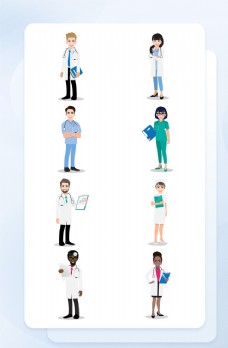 人物插图蓝绿色医疗医护人物矢量插画图标图片