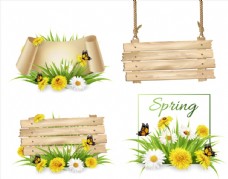 春季花卉蝴蝶装饰木牌图片