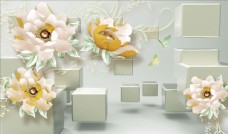 浮雕花牡丹花背景墙图片