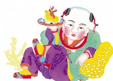 中华文化水彩人物剪纸图片