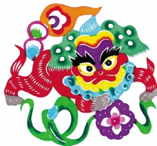 中华文化水彩动物剪纸图片
