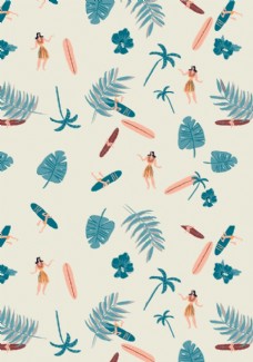 创意画册热带雨林植物椰树花朵图片