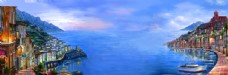 全景海湾港湾壁画设计范图图片