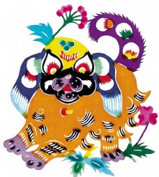 中华文化水彩动物剪纸图片