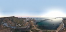 大连跨海大桥日落后的航拍全景图图片