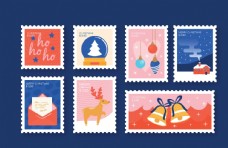 圣诞邮票矢量图图片