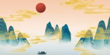 新中式山水画背景图片