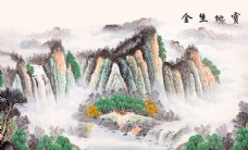 中式宝地生金背景墙图片