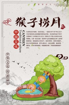 中华文化猴子捞月文化展板图片